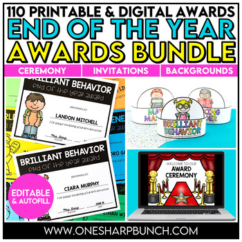 Preview of 110 Printable & Digital End of the Year Student Awards Bundle & Awards Ceremony
