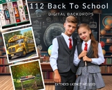 112 Back To School Digital Backdrops, Busses, Vintage Clas