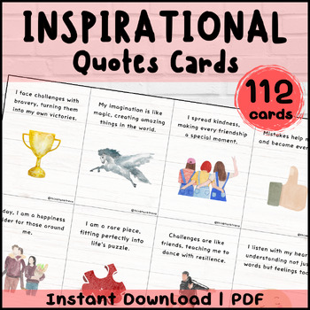 Preview of 112 Inspirational Quote Cards | Affirmation Motivation Cards