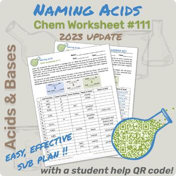 Preview of 111-Naming Acids Worksheet