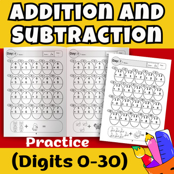 Preview of 115+ Days of Reproducible Addition and Subtraction Practice (Digits 0-30)