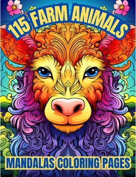 Preview of 115 Farm Animals Mandalas Coloring Pages For kids and Adults