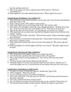 115 Study Guide Questions for Animal Farm - Answer Key Included!