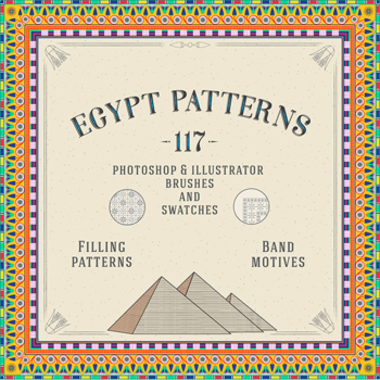 Preview of 117 Egypt Patterns Brushes and Swatches for Illustrator & Photoshop
