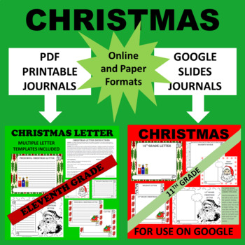 Preview of 11th Eleventh Grade Junior Christmas Writing - Google & Paper Combo Bundle