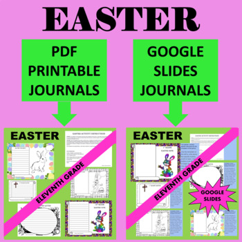 Preview of 11th Eleventh Grade Junior Easter Writing- Google & Paper Combo Bundle