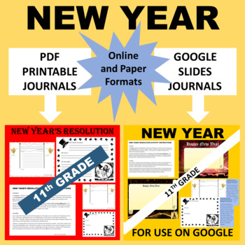 Preview of 11th Eleventh Grade Junior New Year Writing - Google & Paper Combo Bundle