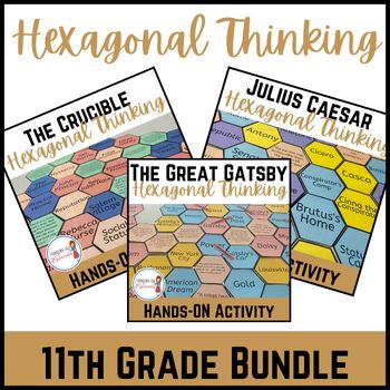 Preview of 11th Grade Hexagonal Thinking Activity Bundle for High School ELA