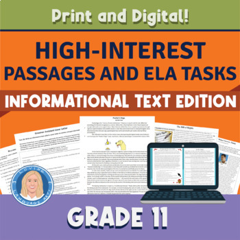Preview of 11th Grade Reading Passages & Comprehension Tasks | Informational Text Edition