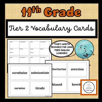 Preview of 11th Grade Tier 2 Vocabulary Word Cards-Teacher's Essential Vocabulary Companion