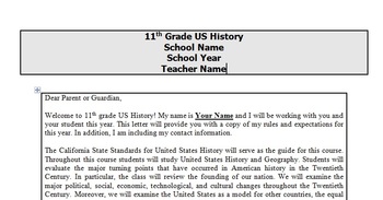 Preview of 11th Grade US History Syllabus