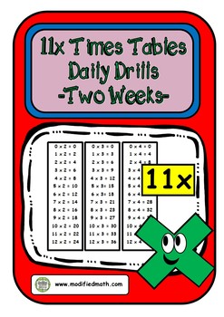Preview of 11x Times Table Daily Drills