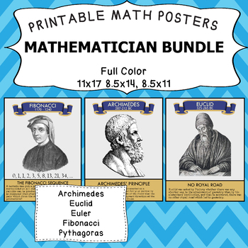 Preview of Back-To-School Math Decorations - Famous Mathematician Posters!