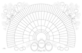 11x17 Printable Genealogy Fan Chart, Coloring Page Bird Design
