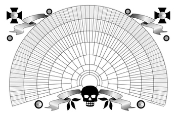 11x17 Printable Genealogy Fan Chart, Decorative Skull Design