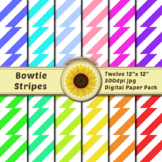 12 12x12 Digital Paper Set: Bowtie Stripes; Scrapbooking, 