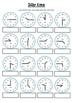 12-24hr Time | Year 5 24hr Time WORKSHEET (A) by Our Thriving Classroom