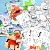 12 3d Farm Animals Coloring Pages - LARGE SET of animals t