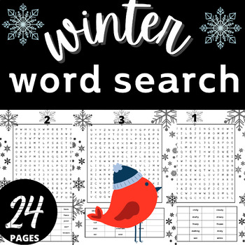 Preview of Winter Word Find Worksheets: Holiday Christmas Puzzles and Word Search Fun