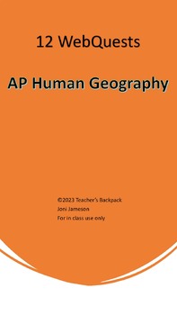 Preview of 12 AP Human Geography WebQuests