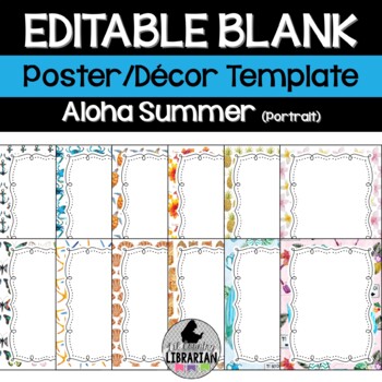 Preview of 12 Aloha Summer Editable Poster Templates (Portrait) PPT or Slides™