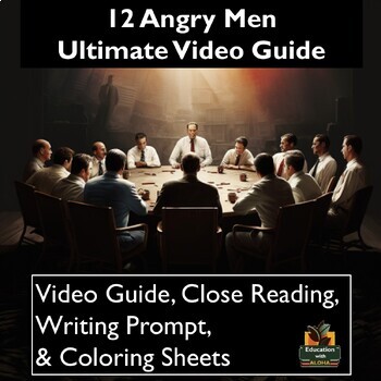 Preview of 12 Angry Men Movie Guide Activities: Worksheets, Reading, Coloring, & More!