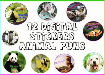 12 Animal Themed Digital Stickers - FREE by Teaching with Mrs Gideon