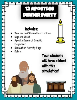 Preview of 12 Apostles of Jesus Dinner Party Simulation perfect for Confirmation Prep