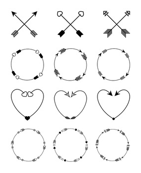 12 Arrows Clipart- Arrow Wreath Clip Art, Arrow Heart ...