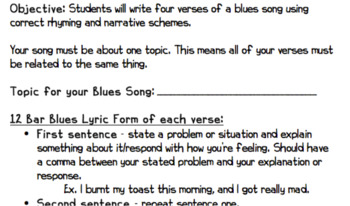 12 Bar Blues Composition Teaching Resources | TPT