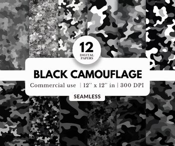 Black White Gray Camouflage Seamless Digital Paper Background Pattern  Military Camo PNG Digital Download Files -  Canada