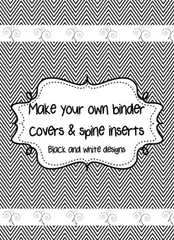 Preview of 24 Black and white binder covers with spine labels (Editable)