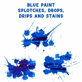 12 Blue paint splotches, drops and stains. Abstract blue p
