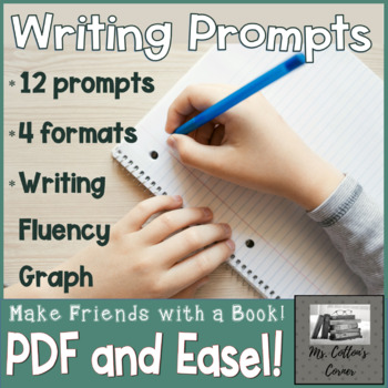 Preview of 12 Book-themed Writing Prompts - 4 formats - Back to School or anytime!