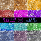 12 Bright Glitter Papers  Background Digital Scrapbooking