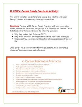 Preview of 12 CRP's: Career Ready Practice Activity