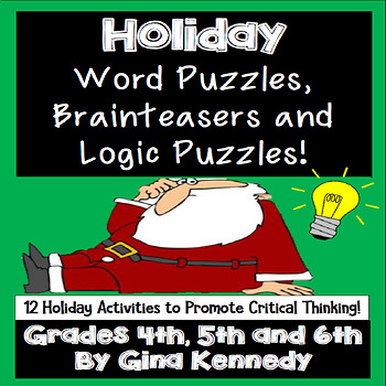 Preview of Christmas Logic Puzzles, Holiday Word Puzzles, Brain Teasers and Number Problems