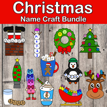 Preview of 12 Christmas Name Craft Bundle / Winter Crafts and Activities