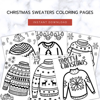12 Christmas Sweater Coloring Pages by The Mindful Toddler | TPT