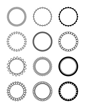 12 Circle Frames Clipart, Decorative Borders, Frame, Label, Monogram Circle