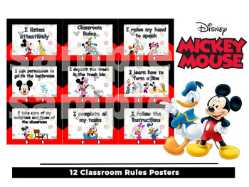 Disney theme Class Rules Mickey Mouse Ears Eyes Mouth Hands Feet Printable
