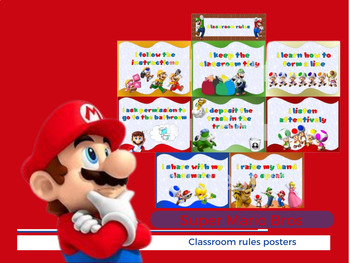 Preview of 12 Classroom rules Posters - Super Mario Bros