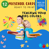 12 Colored Cards,  Flashcards, Preschool Cards, Educationa