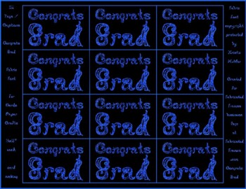 Preview of 12 Congrats Grad Black Captions Tags Printable For Cards Blue Glitter Fabric F