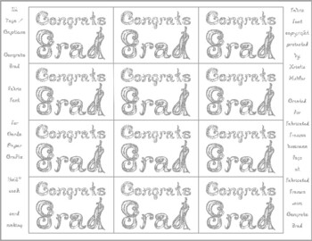 Preview of 12 Congrats Grad Captions Tags Printable For Cards Silver Glitter Fabric Font