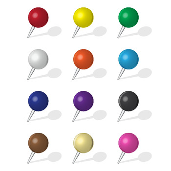 12 Push Pins (Ball Head) Various Colors by Mattswork | TpT