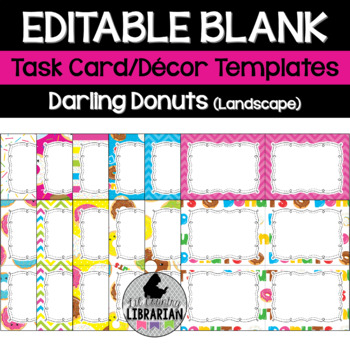 Preview of 12 Darling Donuts Editable Task Cards/Decor Templates PPT or Slides™