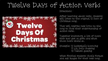 Preview of 12 Days of Action Verbs