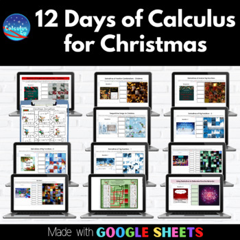 Preview of 12 Days of Calculus for Christmas | Digital Activities in Google™ Sheets