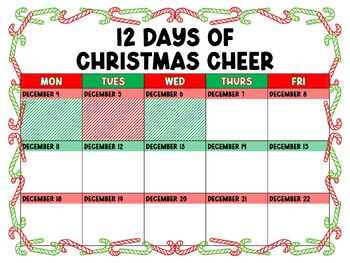 Preview of 12 Days of Christmas Cheer Calendar